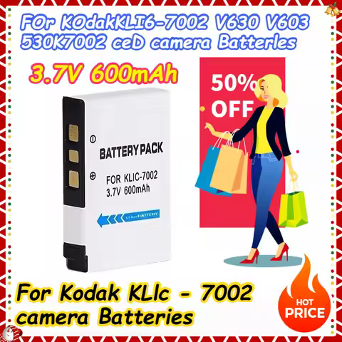 3.7V 600mAh for Kodak KLIC - 7002 V630 V603 V530 K7002 CCD Camera Batteries