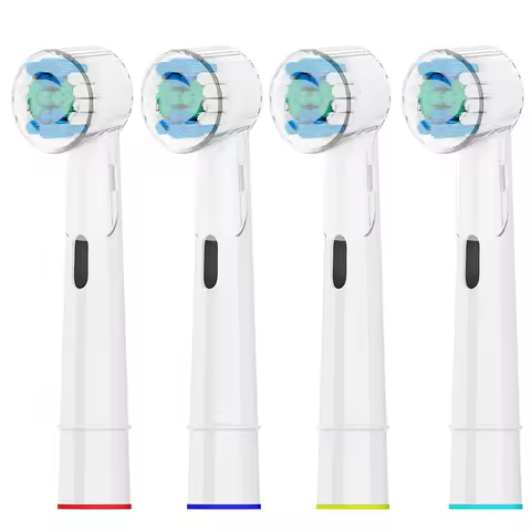 4 Replacement Brush Heads & 4 Toothbrush Head Dustproof Cover Caps, Compatible with Oral B Electric 