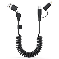 Car Carplay Cable, Coiled USB C and Lightning Cable 2-in-1, 60W 4FT USB-C to Lightning Cable Type C 