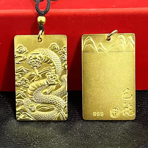 9999 genuine gold 24K gold necklace men's snake pendant gold jewelry necklace