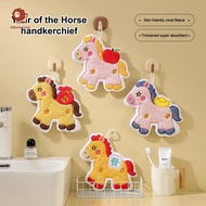 abongsea Creative Cartoon Cute New Year Pony Hand Towel Coral Fleece Home Kitchen Bathroom Towel Thi