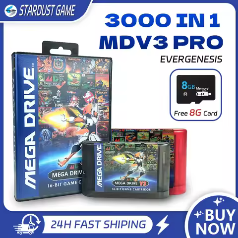 MegaDrive Genesis MD V3 Pro 3000 in 1 Game Cartridge 8GB TF Gard for SEGA Genesis Mega Drive MegaDri
