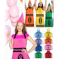 Fancy Dress Crayon Apron Funny Dwarf Gnome Cone Hat Set Party Cosplay Costume.