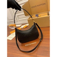 LV New Style LV Bag Female 46002BAGATELLE Donkey Handbag Black Embossed Donkey Crescent Bag Donkey C