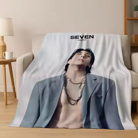 Kpop BTS Jeon Jung Kook Jk JIMIN Star Flannel Blanket Soft Warm Blanket for Bedroom Living Room Bed 