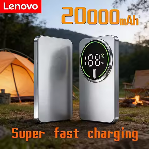 Lenovo Ultra-thin 20000mAh Mobile Power Bank Magnetic Wireless Fast Charging Portable Electronic Dis