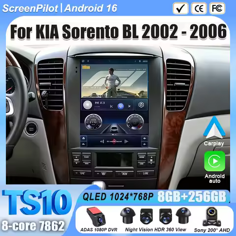 Android 16 For KIA Sorento BL 2002-2006 Car Radio Stereo Head Unit Multimedia Video Player GPS Navig