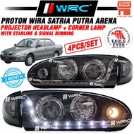 Eagle Eyes Proton Wira Satria Putra Arena Projector Headlamp + Corner Lamp With Starline & Signal Ru