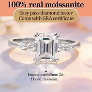 Fashion Women Ring 2 CT Emerald Cut Moissanite Ring D VVS1 Moissanite Ring Engagement Wedding Ring