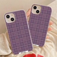 Purple plaid pattern Iphone 11 12 13 14 15Pro Max IPX Xr Xs Max 7 8 6s Plus Wheat straw Soft Silicone Phone Case