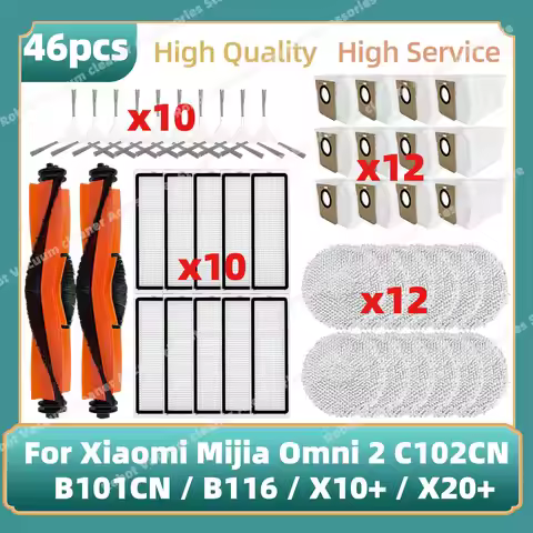Compatible For Xiaomi Mijia Omni 2 C102CN, B101CN, B116, X10+, X20+ Parts Main Side Brush Filter Mop
