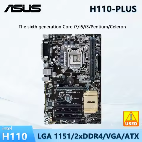 ASUS H110-PLUS Intel H110 ATX Motherboard LGA 1151 6th Gen I7 I5 I3 7500 7700 6500 6300 DDR4 Memoria
