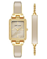 Anne Klein Women's Premium Crystal Accented Bangle Watch and Bracelet Set, AK/3898