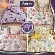 Premium Cadar Kartun Queen King (7IN1) Set With Comforter 2200Thread Count Bedsheet High Quality