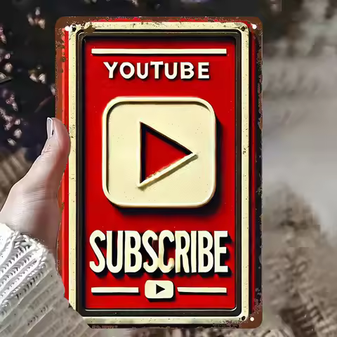 HD Tin Sign Vintage YouTube Subscribe Retro Metal Tin Sign for Home Wall Decor