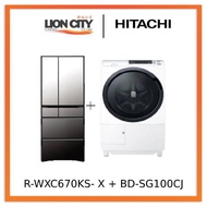 Hitachi R-WXC670KS-X Multi Door Refrigerator (500l)+Hitachi BD-SG100CJ 10kg Front Load Washer Dryer