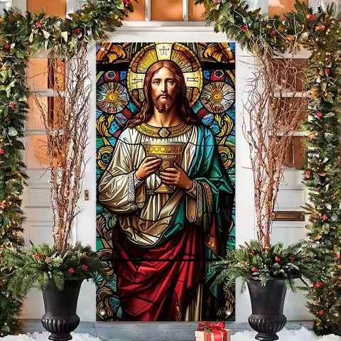 Jesus Divine Mercy Porch Banner - Polyester, perfect for Christmas and New Year decorations, indoor/