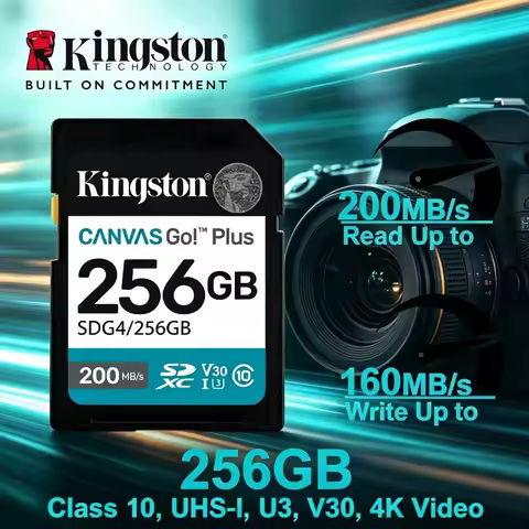 Kingston SD Card Canvas Go Plus memory card 128GB 256GB 512GB Class10 U3 V30 Cartao de SDXC 4K video