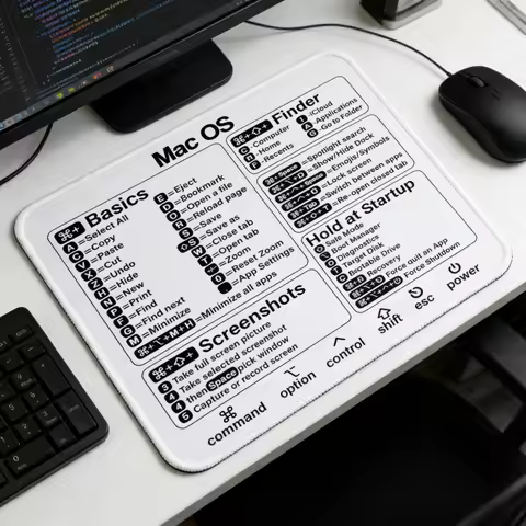 Mac OS Shortcut Mouse Pad 25x29cm/9.8x11.4inch Non Slip Stitched Edge For Office Laptop Gaming Offic