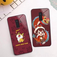 Samsung S9 / S9 Plus / S9+ Glass Case with lucky dragon shape lucky moneyCNY