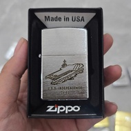 Bật Lửa Zippo Bạc Xước Thuyền Chiến CV 62 Đời A-24 ( Tặng Đá Bấc) Hột Quẹt Xăng Đá Zippo