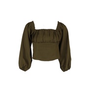 DAILY SQUAD-เสื้อครอปปาดไหล่-สีเขียวขี้ม้า-D067-12