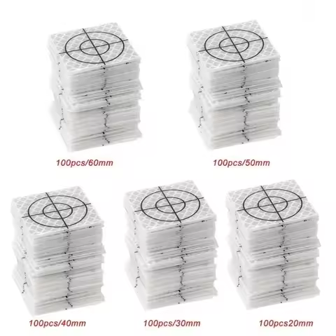 100pcs Size 20 30 40 50 60mm Reflector Sheet For Swiss Total Station Survey Geography White Target S