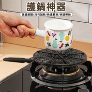 日本廚房明火護鍋導熱板 熱牛奶 解凍 煲湯 炆煮 家用陶瓷導熱盤 （長柄/19cm/黑色） 電磁爐適用煎鑊  [平行進口]