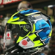 helm KYT VENOM open motif Aleix Espargaro yeloww blue halface