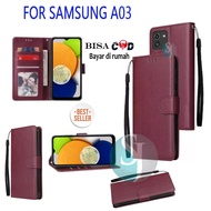 SARUNG BUKU FLIP PREMIUM UNTUK HP SAMSUNG A03 NEW -LEATHER CASE FLIP  SAMSUNG A03 NEW -CASING DOMPET SARUNG HP