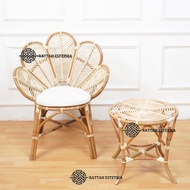 Rattan Leaf Patio Chair Natural Rattan Garden Patio Lounge Chair with Melamine Finish Cushion Rattan