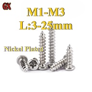 Nickel - Plated Self - Tapping Screws - M1 to M3 Sizes, Lengths from 3mm to 25mm (GX-RM-SG)