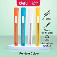 Deli Colorful Compact Utility Cutter Knife with 13 Snaps SK5 Blade Mata Pisau Tolak Pemotong 美工刀片