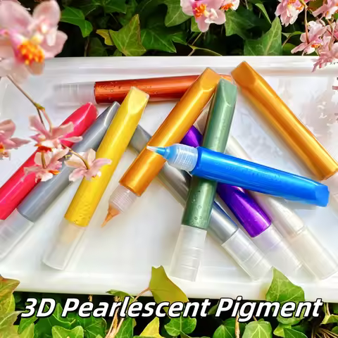 Pearlescent Acrylic Tracing Pen with 3D Metallic Pigments for Glass Painting Golden & Silver 3D Outl