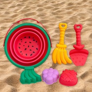 SunniMix 8x Beach Toys Set Sandbox Toy Outdoor Fun Early Educational Foldable Beach Sand Bucket and 