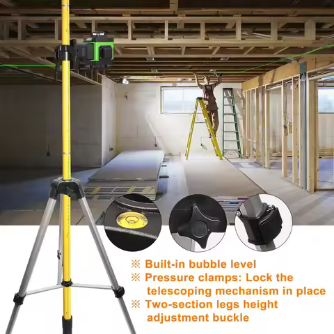 Heipoe 12 Ft./3.7m Laser Tripod Telescoping Pole with 1/4-Inch by 20-Inch Laser Mount for level Incl
