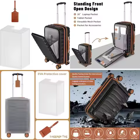 Expandable Carry-On Luggage 22x14x9, Spinner Wheels, ABS+PC Hardshell, Small 20inch Suitcase, Airlin