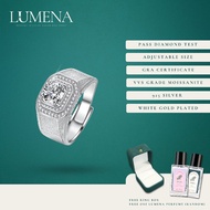 [Lumena] King 1.0 Carat Moissanite Diamond Adjustable White Gold Plated 925 Silver Ring