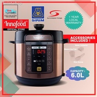 ●(OFFICIAL STORE) Innofood KT-PC06A HUGE CAPACITY 6.0L(6L) Pressure Cooker c/w Safety Release Button