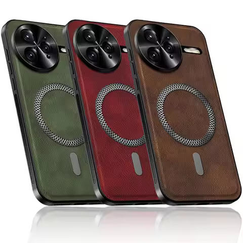 Retro Leather Wireless Charging Magnetic Ring Case For Poco F7 Ultra F7 Pro M7 Pro X7 Pro F6 F5 Pro 