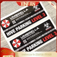 XINFAN 2pcs Umbrella Corporation Hive Parking Level 3 Vinyl Decal Sticker