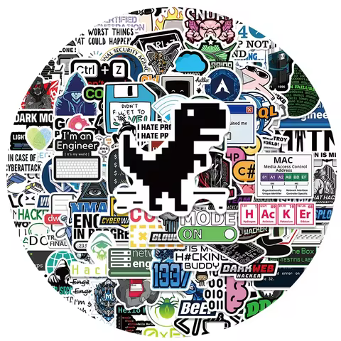 100Pcs Funny Network Hacker Programming Stickers Fun Cartoon IT Engineer Computer Sticker Luggage La