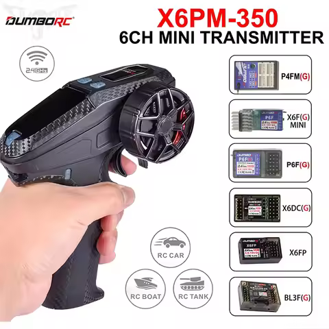 DUMBORC 6CH X6PM-350 2.4G 4.8-12V RC Mini Transmitter with X4FMG/P6F/X6DCG/X6FP/BL3FG Gyro Receiver 