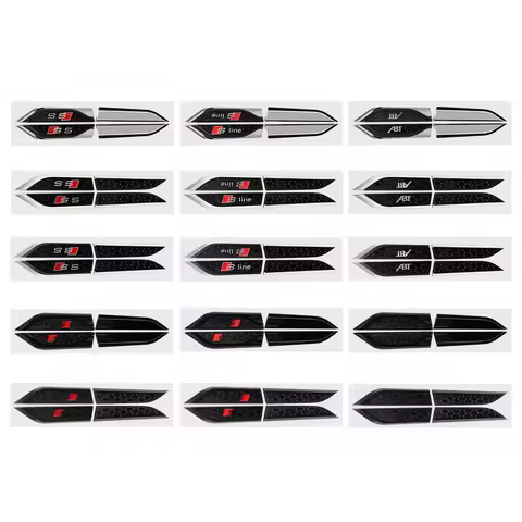 2PCS 3D ABS Car Side Fender Wings S5 SLINE ABT RS5 Sticker Emblem Decor For AUDI Sline Quattro TT RS