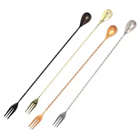 Cocktail Spoon Bar Spoon Stainless Steel Mixing Spiral Pattern Bar Tool Bartender Tools Barware Spoo