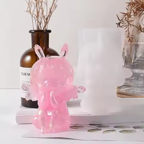 Silicone Mold Little Girl Cute Angle Girl Candle Mold Food-grade Non-stick Lovely Bunny Ears Angel W