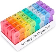 Monthly Pill Organizer 2 Times a Day, one Month Pill Box AM PM, 30 Day Pill Case Small Compartments to Hold Vitamin and Travel Medicine Organizer, 31 Day Pill Organizer, 4 Week Pill Cases (Rainbow)
