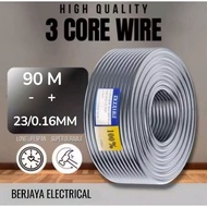 (READY STOCK)3CORE WIRE FLEXIBLE CABLE 23 / 0.16MM/0.5MM 3CORE CABLE / WAYAR KABEL ELEKTRIK 3CORE / 