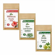 Drontika Bioleaf Botanicals Hibiscus, Amla & Neem Powder 100g Each, Pack of 3