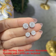 XICLONG 2.4ct Illusion Full Real Moissanite Diamond Earrings100% All Stone Pass Diamont Test Fancy C